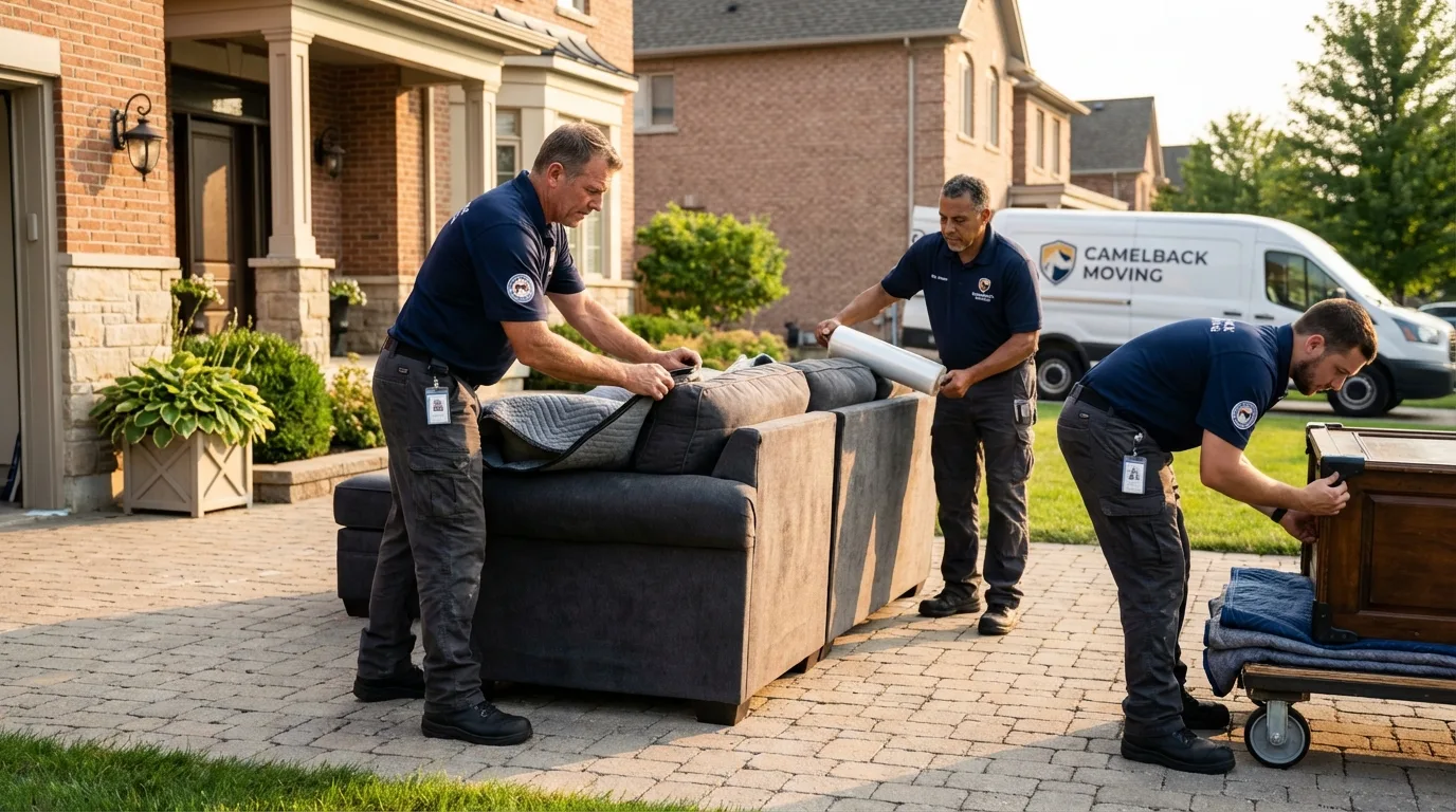 Large estate moving crew wrapping furniture in Banks, OR